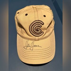 Cleveland Golf Autographed Tan Baseball Cap With Embroidered Logo
